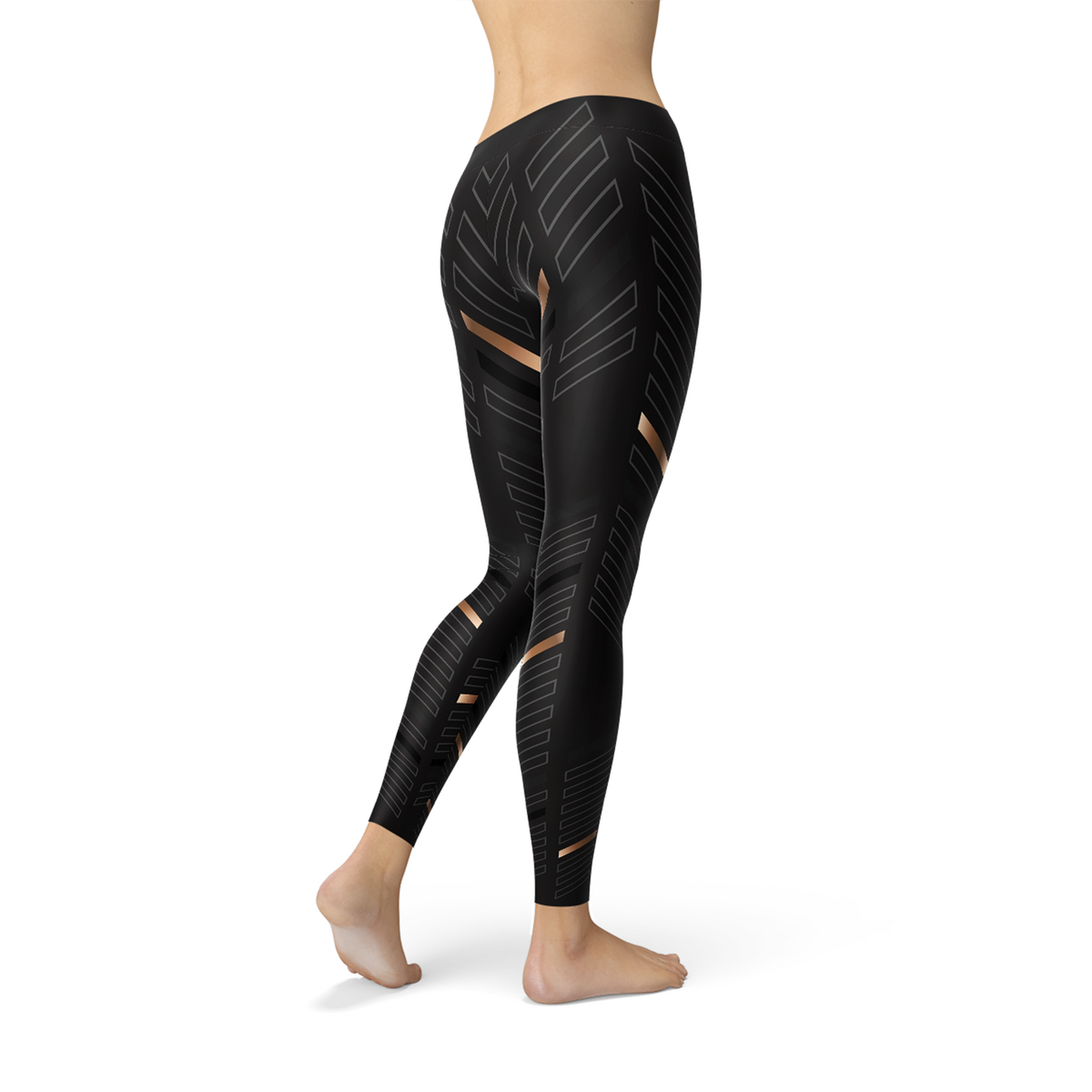 Women’s Black Striped Sports Leggings – Squat-Proof