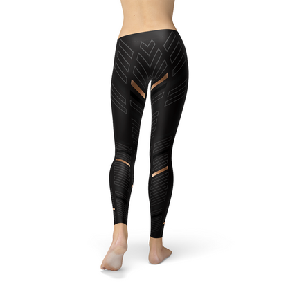 Women’s Black Striped Sports Leggings – Squat-Proof