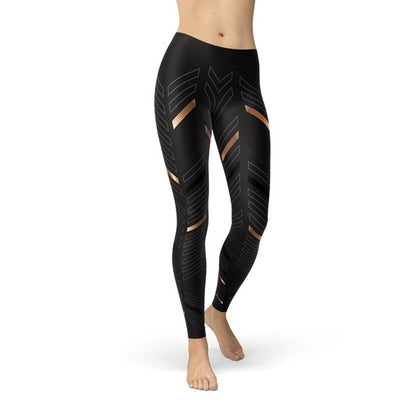 Women’s Black Striped Sports Leggings – Squat-Proof