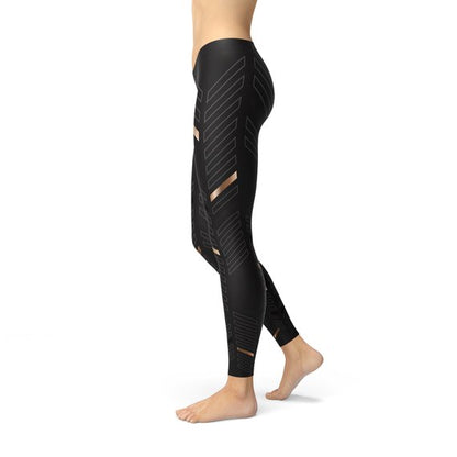 Women’s Black Striped Sports Leggings – Squat-Proof